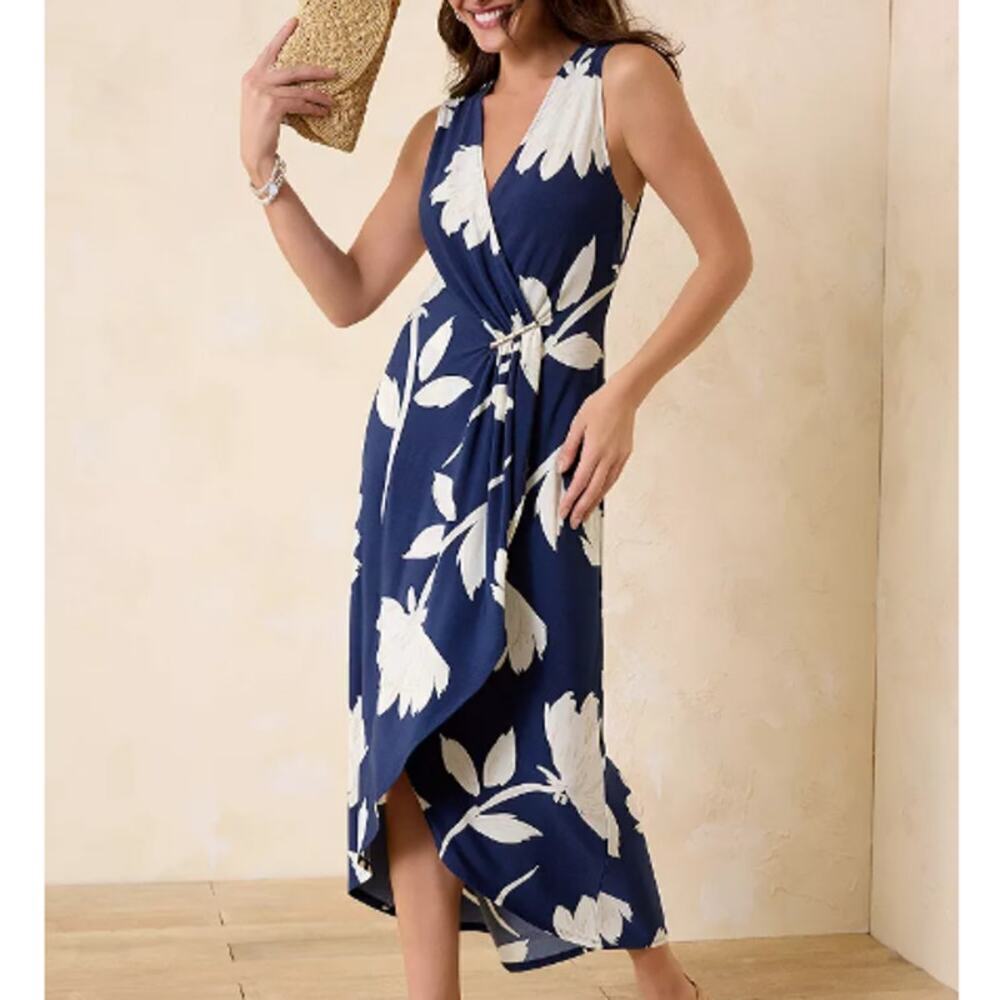 Tommy Bahama Women's Island Navy Flora Nights Midi Dress Size M - Picture 9 of 9
